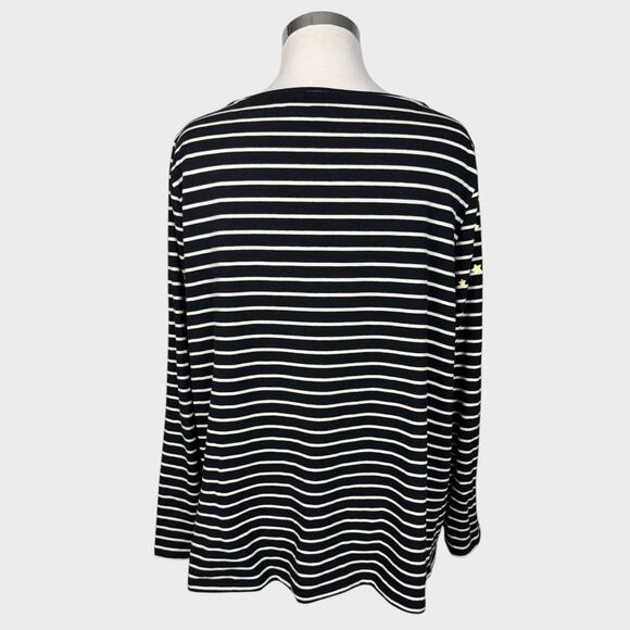 Talbots Plus 2X Cotton Spandex Black White Stripe with Stars Top Long Sleeve - Picture 5 of 8